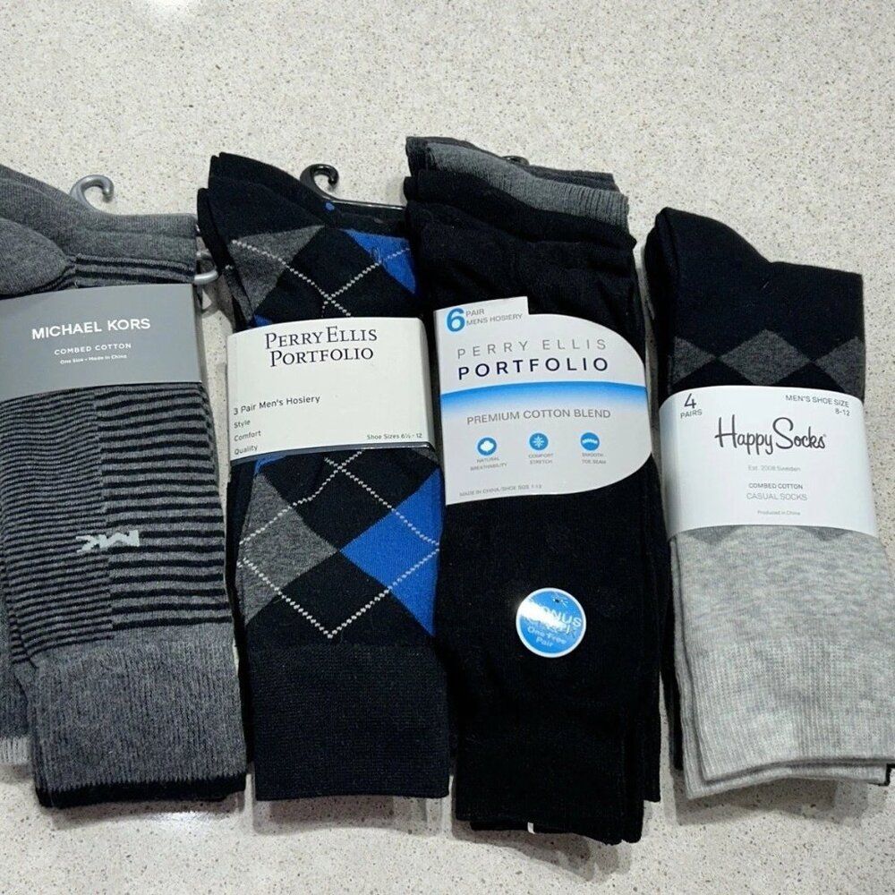 Lot of Men’s Dress Casual Socks - 16 pairs, brand names, COTTON